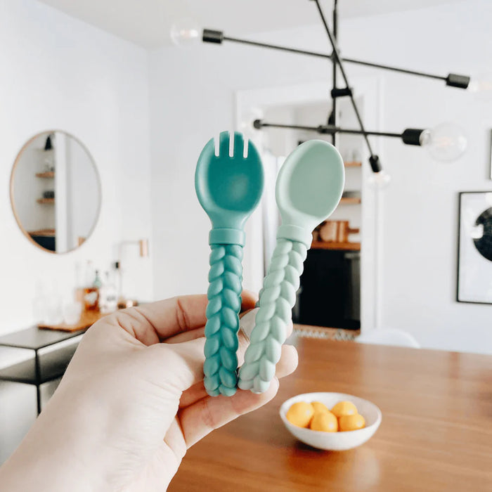 Itzy Ritzy Sweetie Spoons Silicone Baby Fork + Spoon Set
