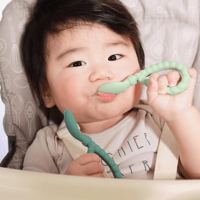 Itzy Ritzy Sweetie Spoons Silicone Baby Fork + Spoon Set