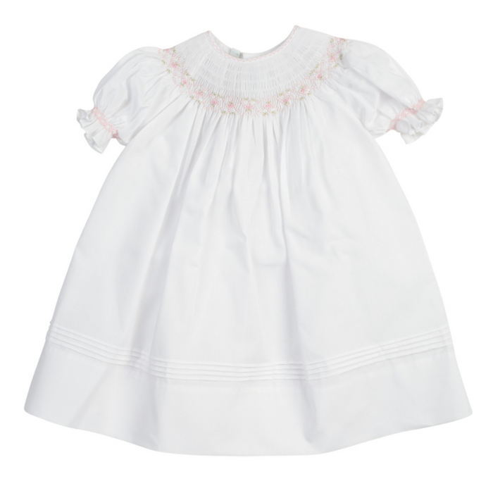 Feltman Brothers White Ruffle Sleeve Bishop Dress