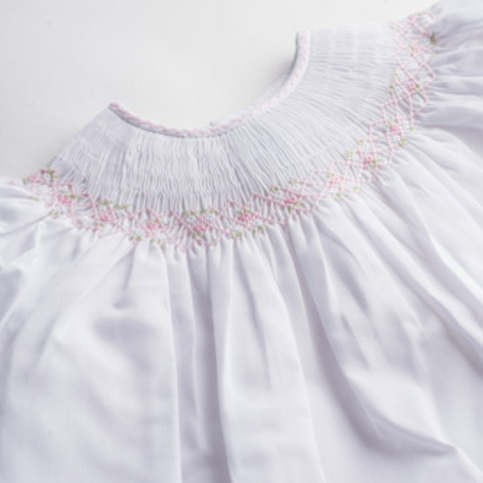 Feltman Brothers White Ruffle Sleeve Bishop Dress