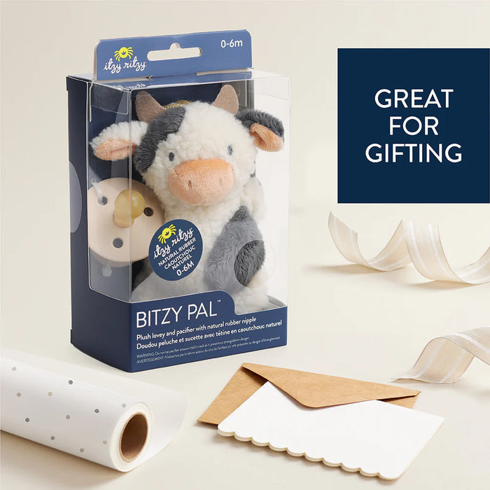 Itzy Ritzy Bitzy Pal Natural Rubber Pacifier & Lovey | Carmen the Cow