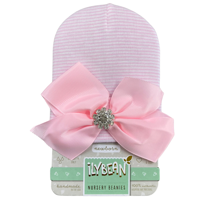 IlyBean Bella Bling Bow Hat - Pink Stripe