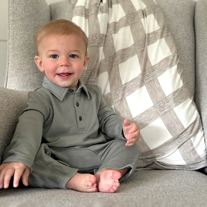 Gunamuna Collared Jumpsuit | Sage - Cullen's Babyland & Playland