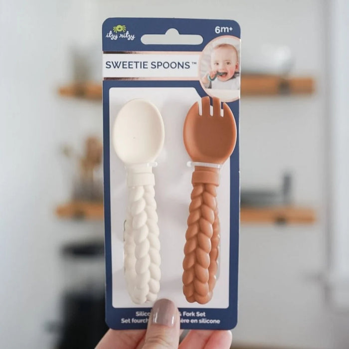 Itzy Ritzy Sweetie Spoons Silicone Baby Fork + Spoon Set