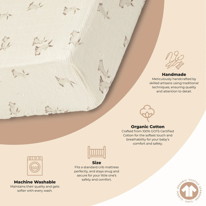 Crane Baby Organic Cotton Bunny Fitted Crib Sheet
