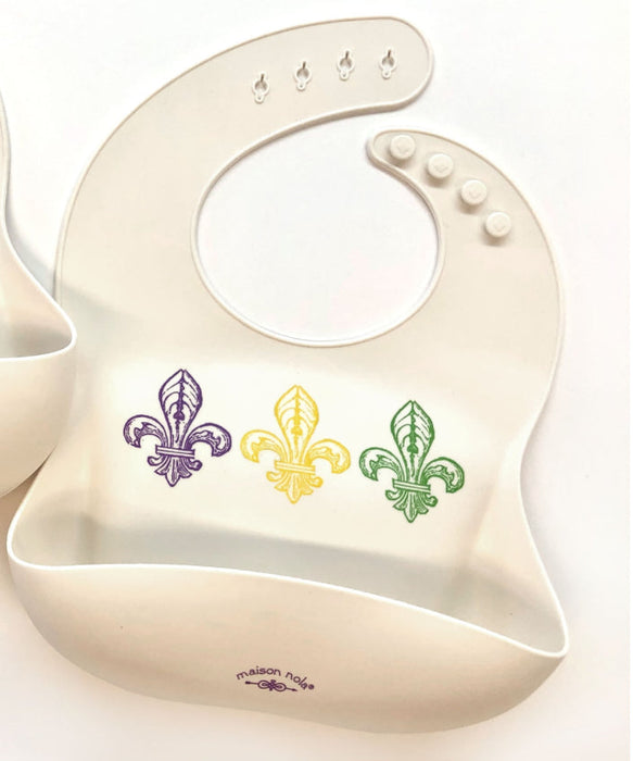 Maison Nola Fleur De Lis Silicone Bib - Cullen's Babyland & Playland