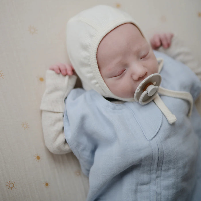 Mushie Organic Cotton Muslin Sleep Bag | Baby Blue