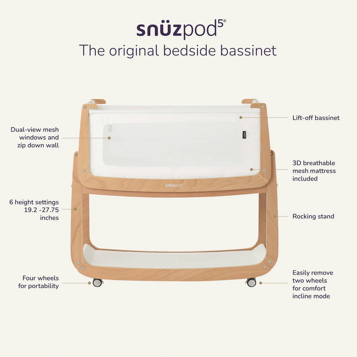 Snuz Pod Bedside Bassinet - Natural