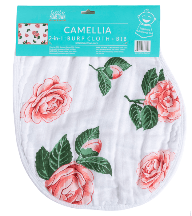 Little Hometown Camellia Burp & Bib