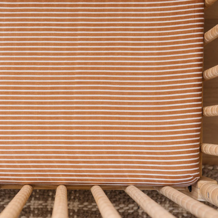 Saranoni Camel Stripe Crib Sheet