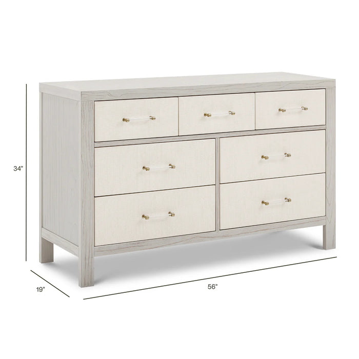 Eloise 7 Drawer Dresser - White Driftwood w/ Pearl Eco Weave