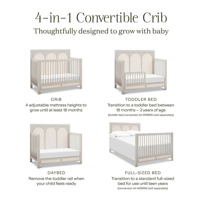 Eloise 4n1 Crib -White Driftwood w/Pearl Eco Weave