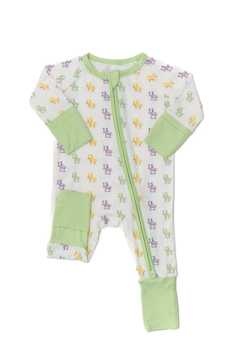 The Uptown Baby Mardi Gras Horses Sleep Romper