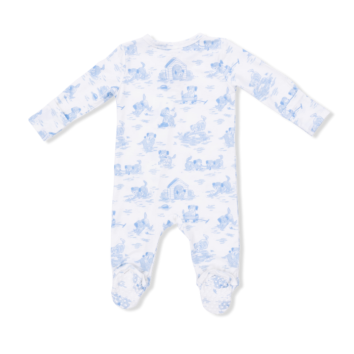 Angel Dear Blue Puppy Toile Zipper Footie