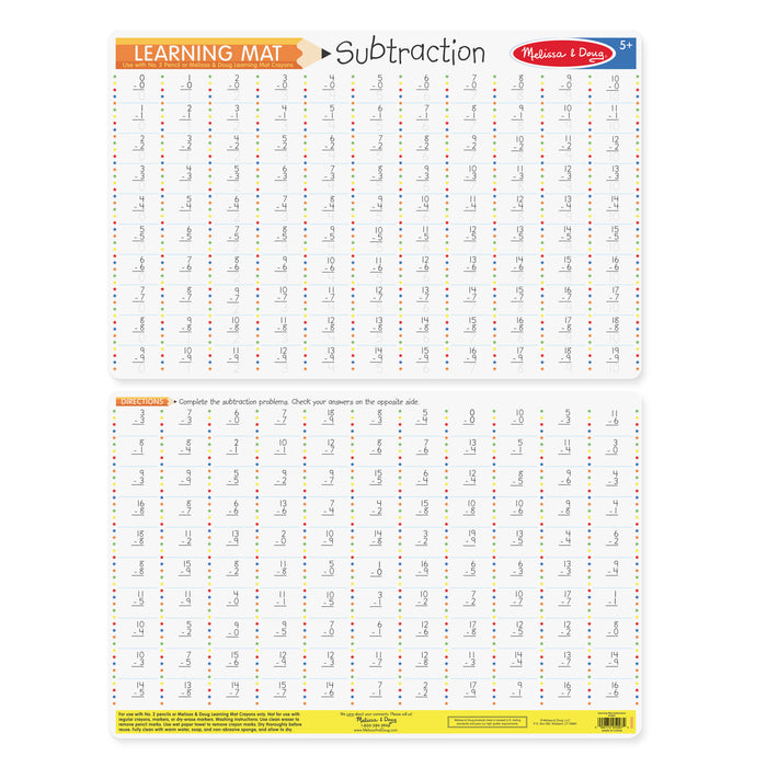 Melissa & Doug Learning Mat Subtraction