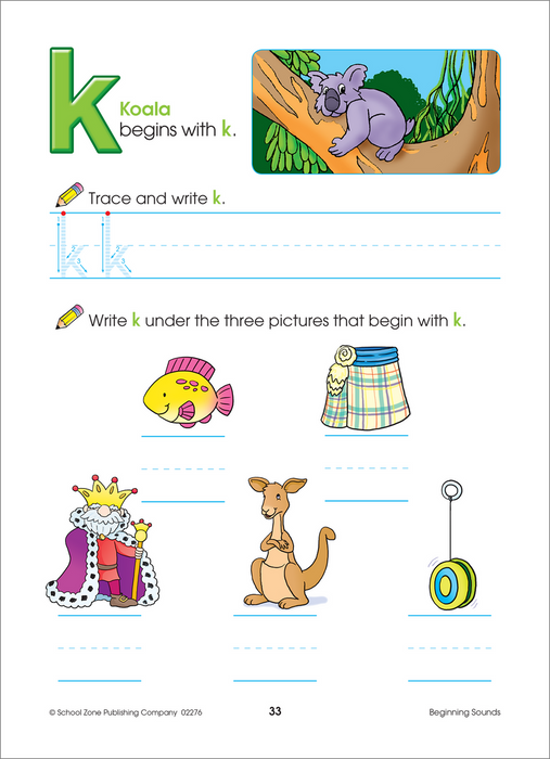 School Zone Beginning Sounds Workbook