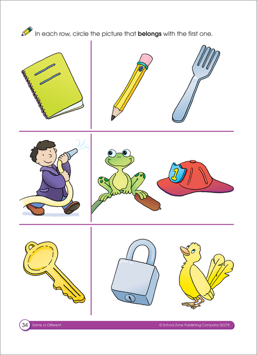 School Zone Same Or Different Workbook