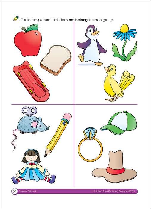 School Zone Same Or Different Workbook