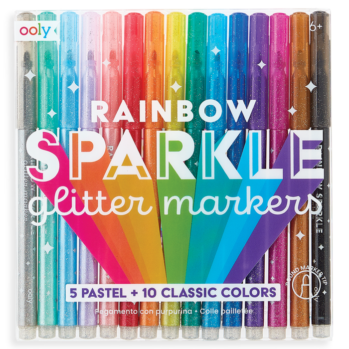 Ooly Rainbow Sparkle Glitter Markers - Set of 15