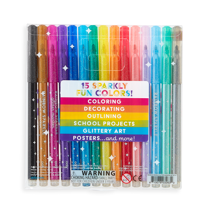 Ooly Rainbow Sparkle Glitter Markers - Set of 15