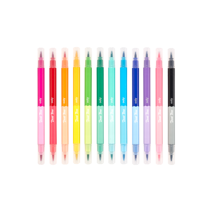 Ooly Dual Tone Double Ended Brush Marker - set of 12/24 colors