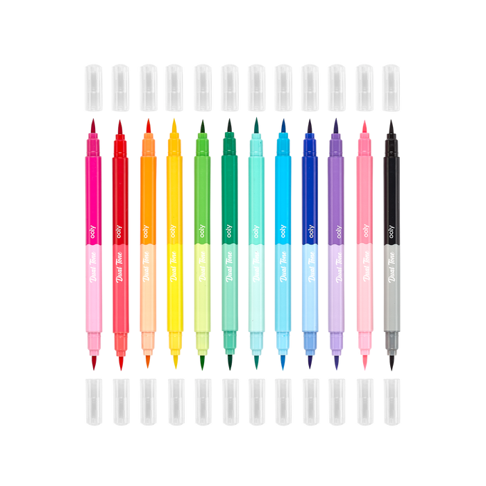 Ooly Dual Tone Double Ended Brush Marker - set of 12/24 colors