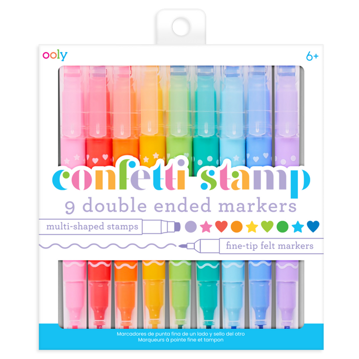 Ooly Confetti Stamp Double-Ended Markers - Set of 9