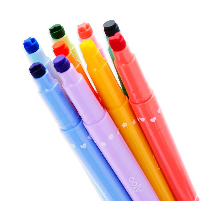 Ooly Confetti Stamp Double-Ended Markers - Set of 9