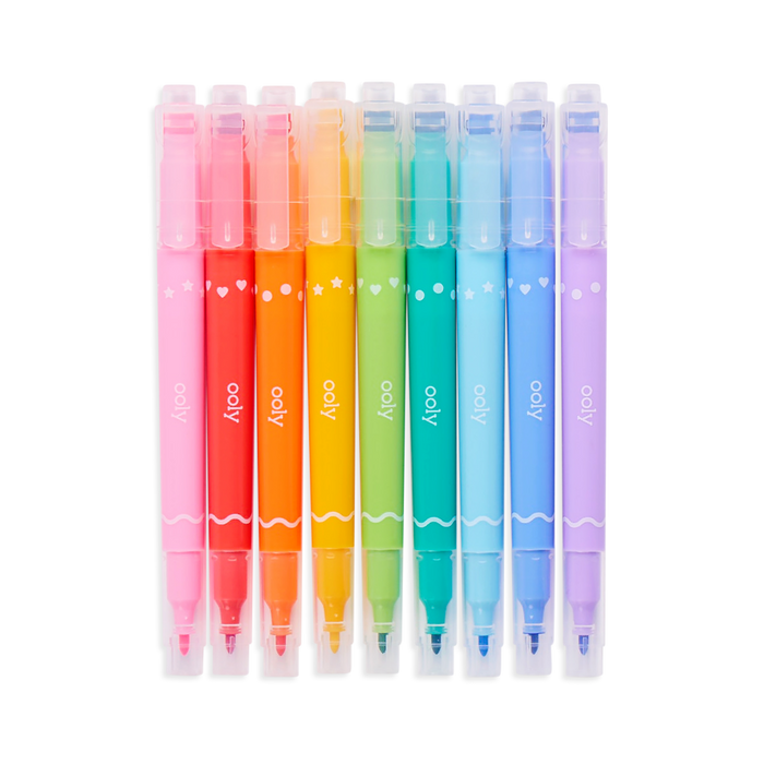 Ooly Confetti Stamp Double-Ended Markers - Set of 9