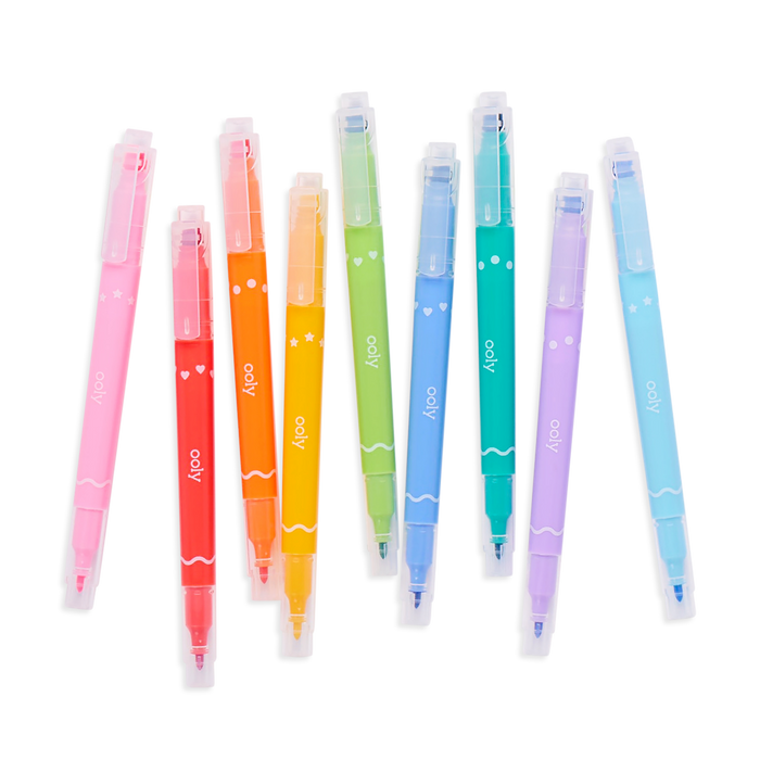Ooly Confetti Stamp Double-Ended Markers - Set of 9