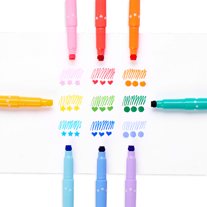 Ooly Confetti Stamp Double-Ended Markers - Set of 9