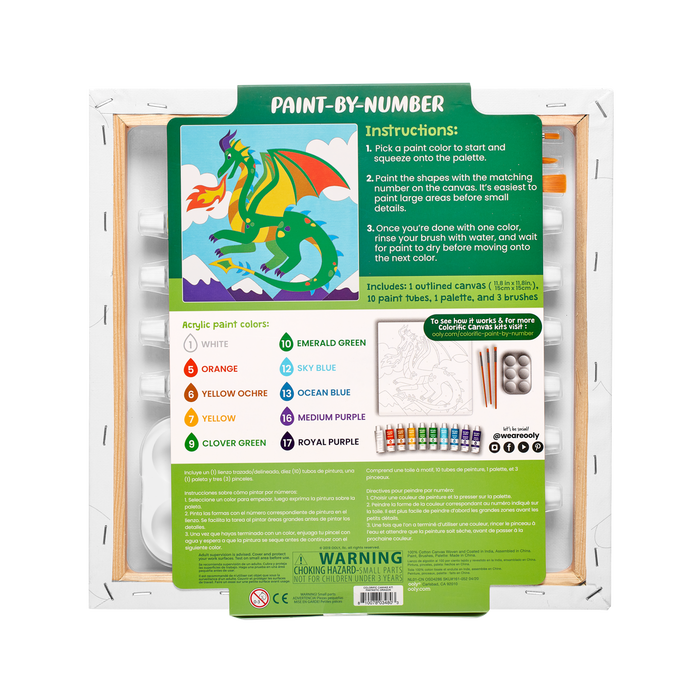 Ooly Colorific Canvas Paint by Number Kit - Fantastic Dragon