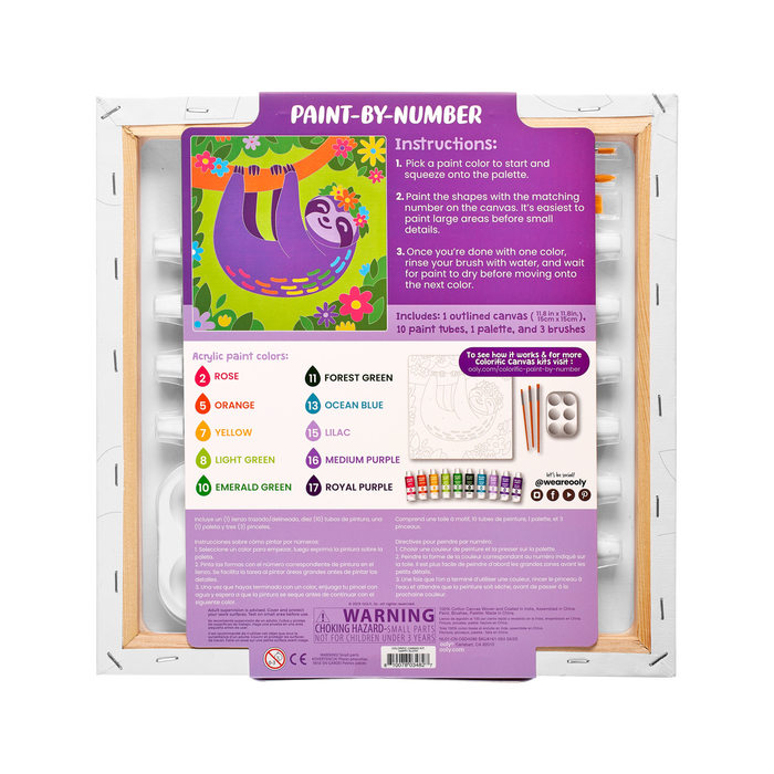 Ooly Colorific Canvas Paint by Number Kit - Happy Sloth