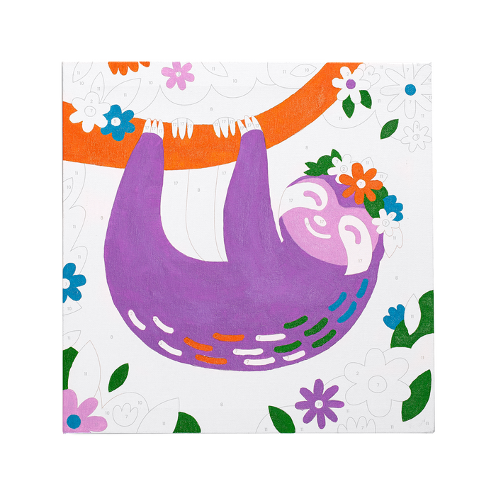 Ooly Colorific Canvas Paint by Number Kit - Happy Sloth