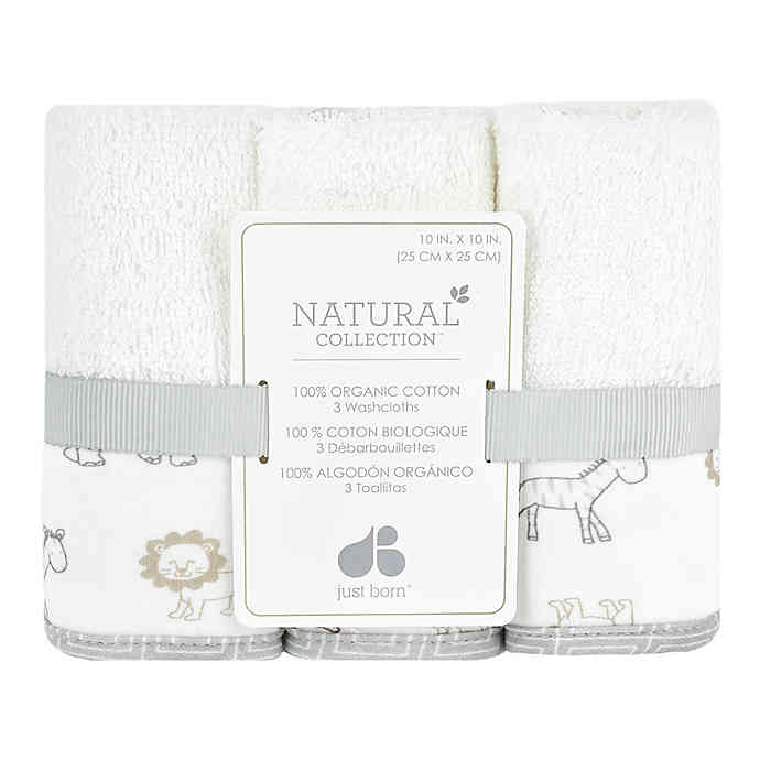 Just Born Keepsake Safari Washcloth Set - 4 Pack