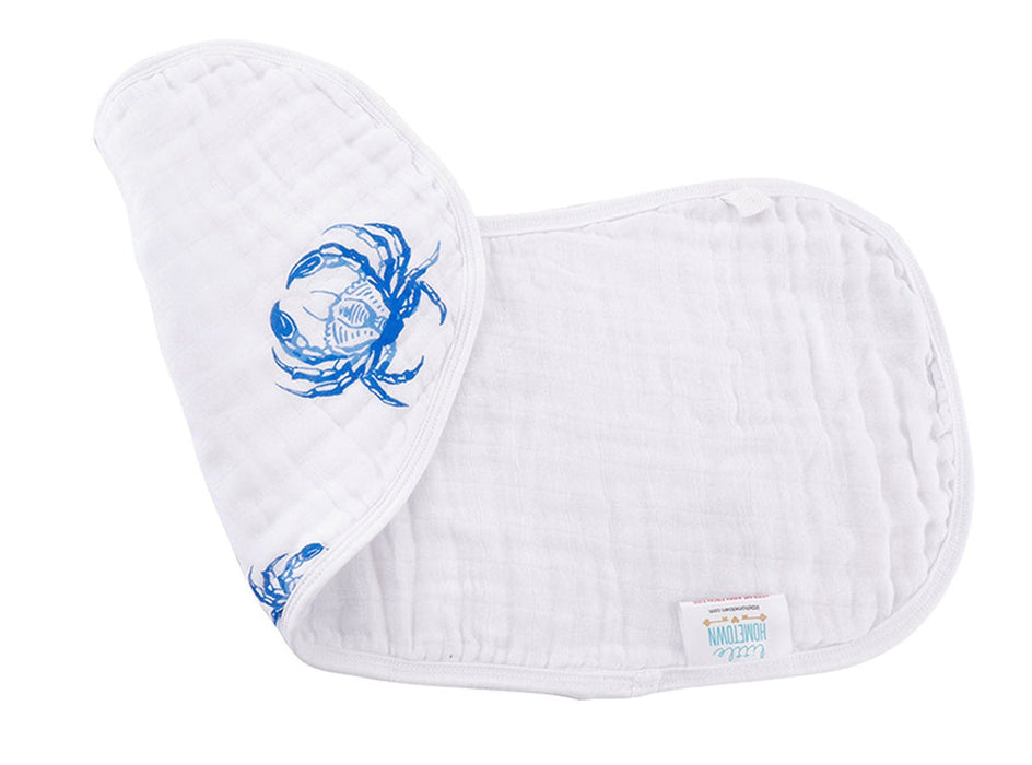 Little Hometown 2-in-1 Burp Cloth + Bib | Blue Crab - Cullen's Babyland & Playland