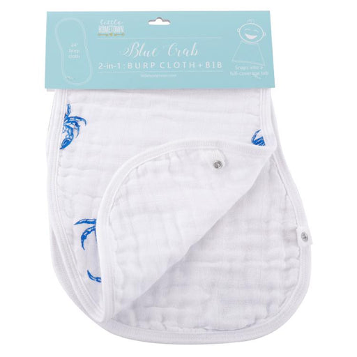 Little Hometown 2-in-1 Burp Cloth + Bib | Blue Crab - Cullen's Babyland & Playland