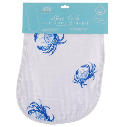 Little Hometown 2-in-1 Burp Cloth + Bib | Blue Crab - Cullen's Babyland & Playland
