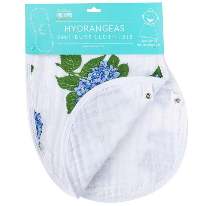 Little Hometown Hydrangeas Burp Cloth + Bib