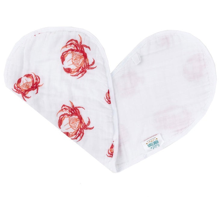 Little Hometown Pink Crab Burp Cloth + Bib