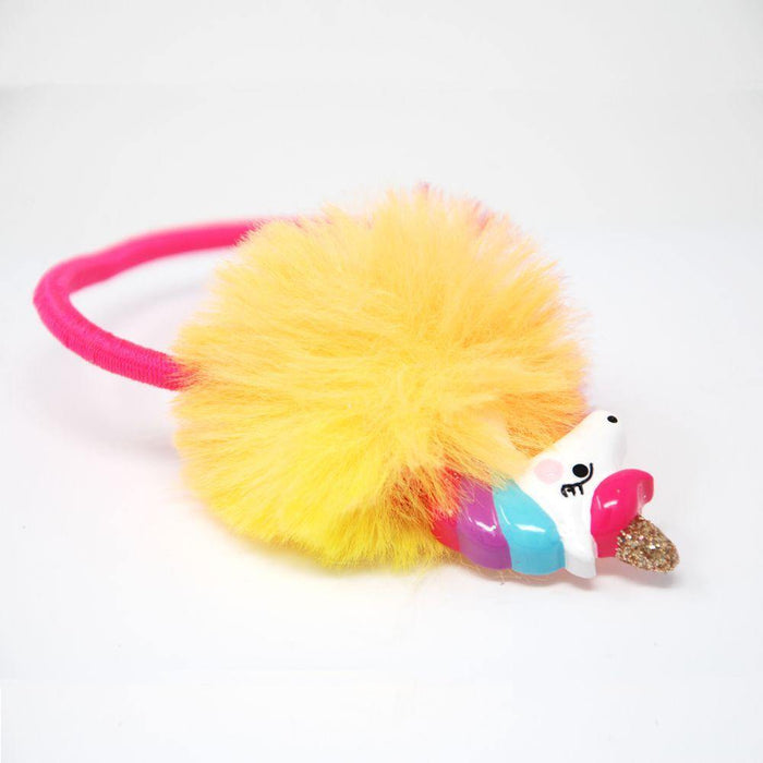 Pink Poppy Unicorn Pom Pom Hair Elastic