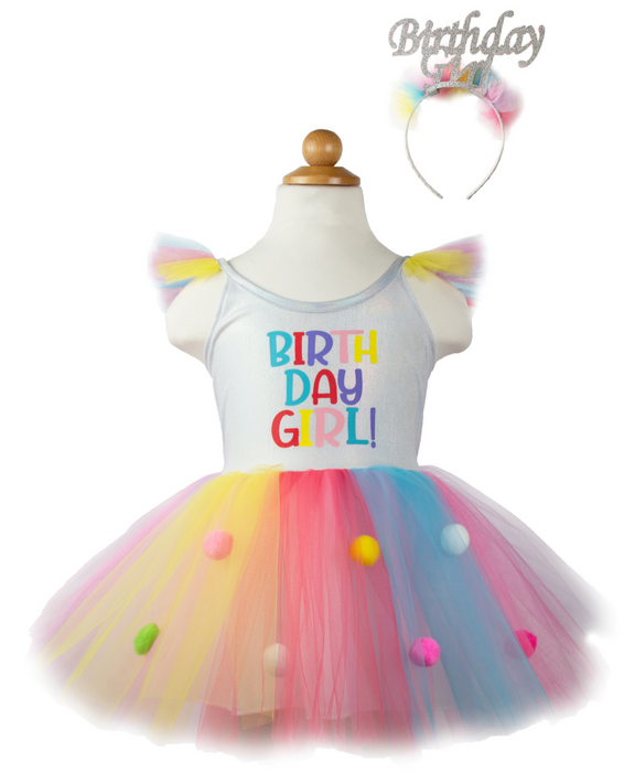 Creative Education Birthday Girl Dress & Headband (Size 4-5)