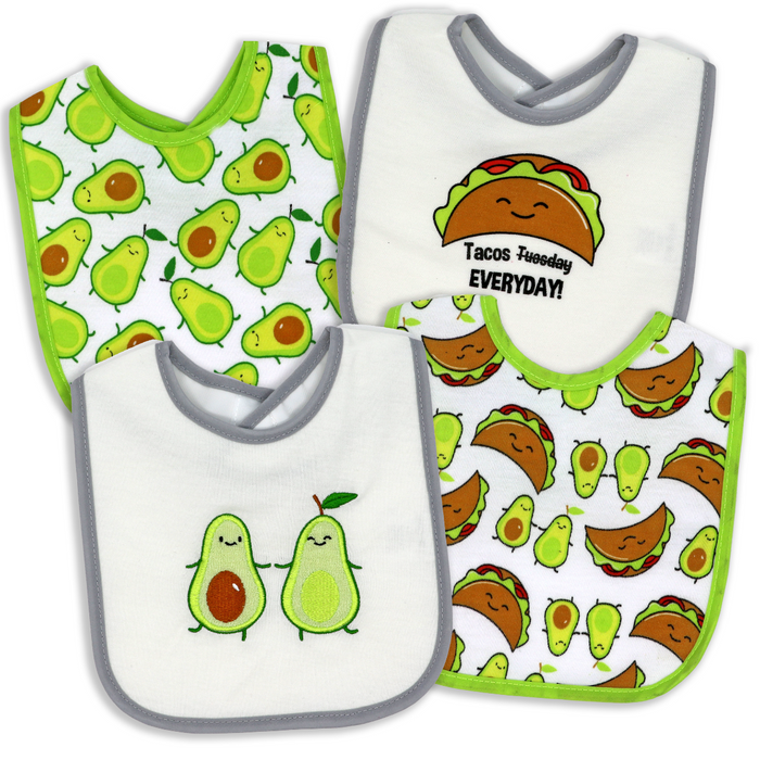 Rose Textiles 4-Pack Waterproof Bib | Avocado