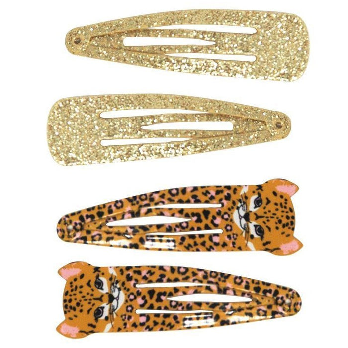 Pink Poppy Leopard & Glitter Snapclip Set of 4