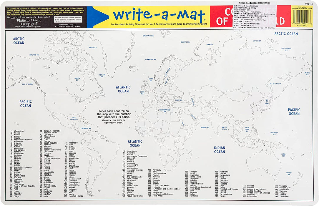 Melissa & Doug Learning Mat World Map