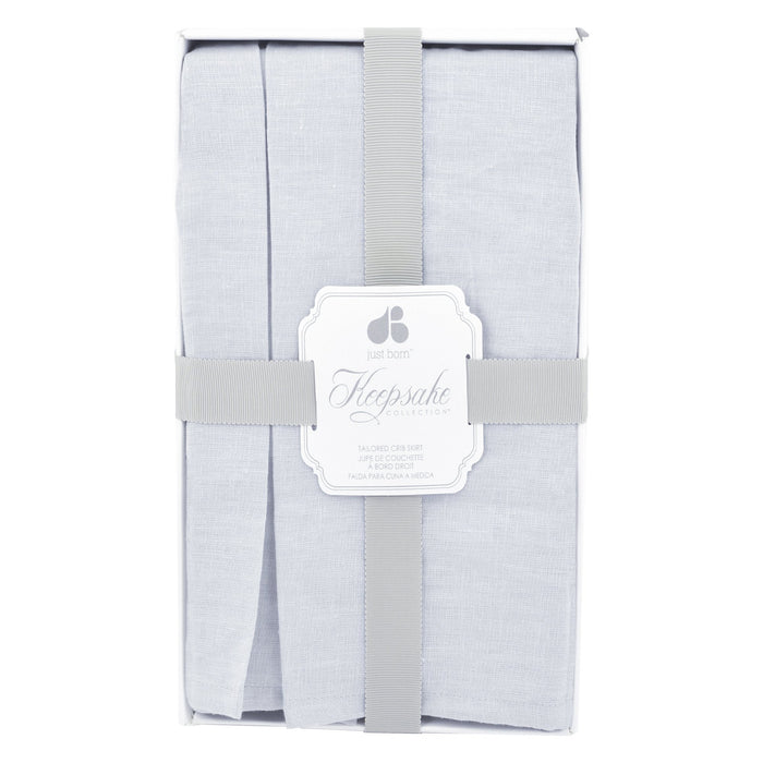 Just Born Grey Keepsake Linen Crib Skirt