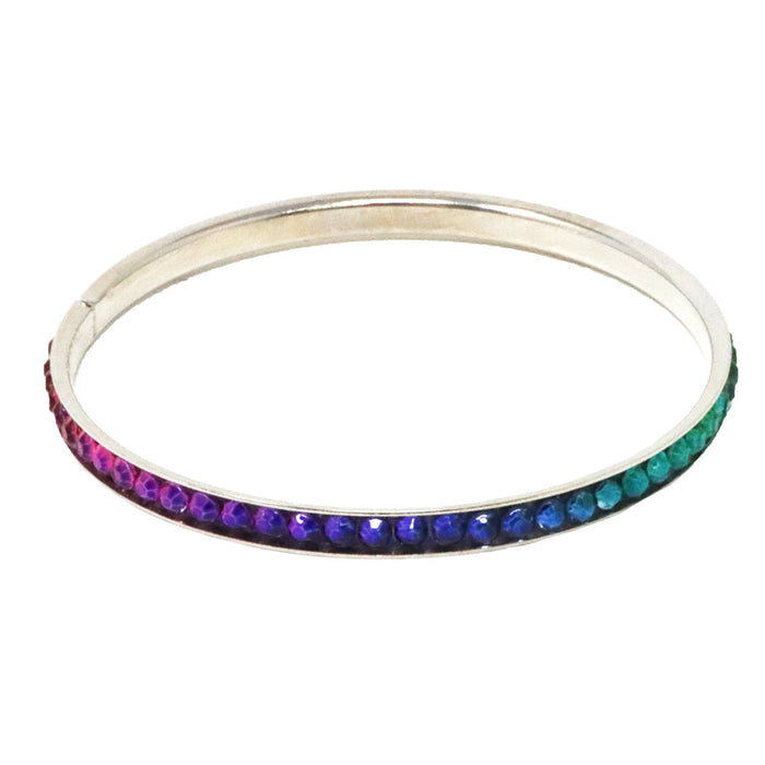 Pink Poppy Rainbow Rhinestone Bangle