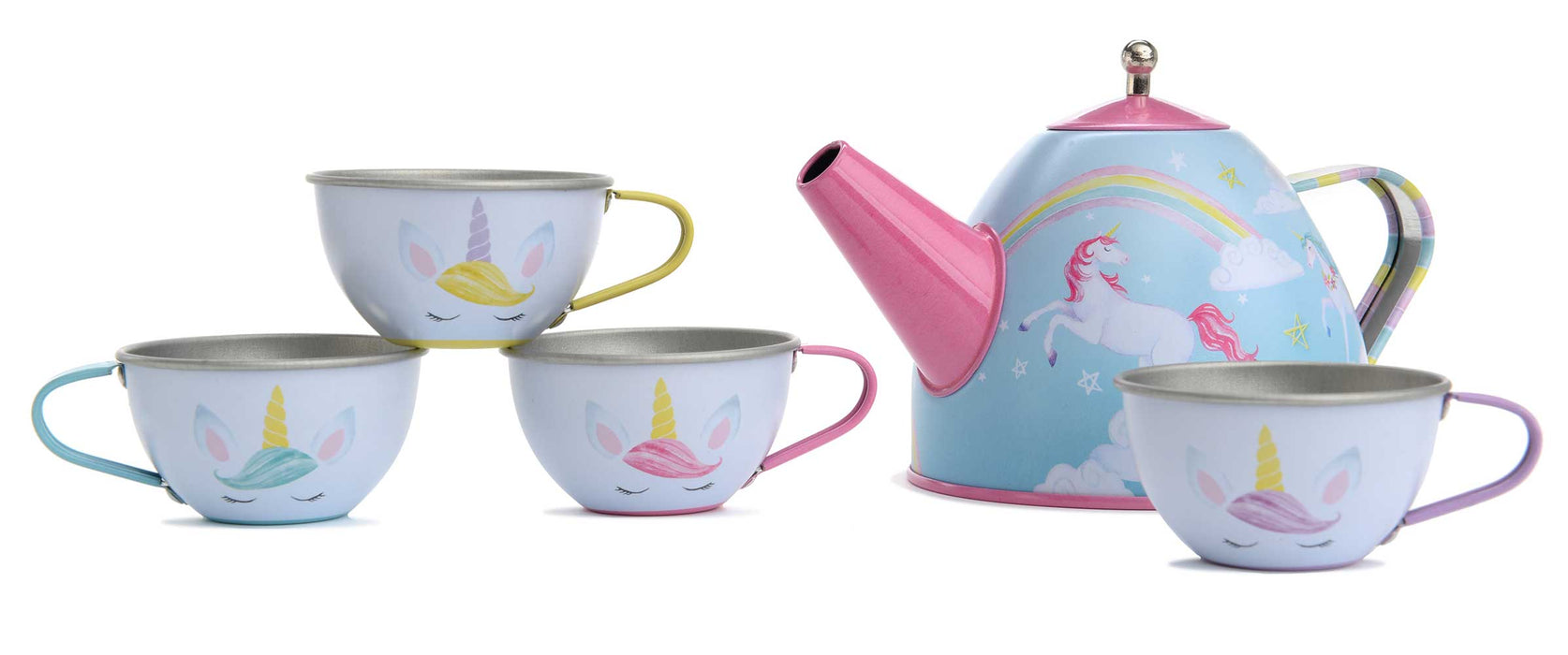 Jewelkeeper 15pc. Rainbow Unicorn Tin Tea Set