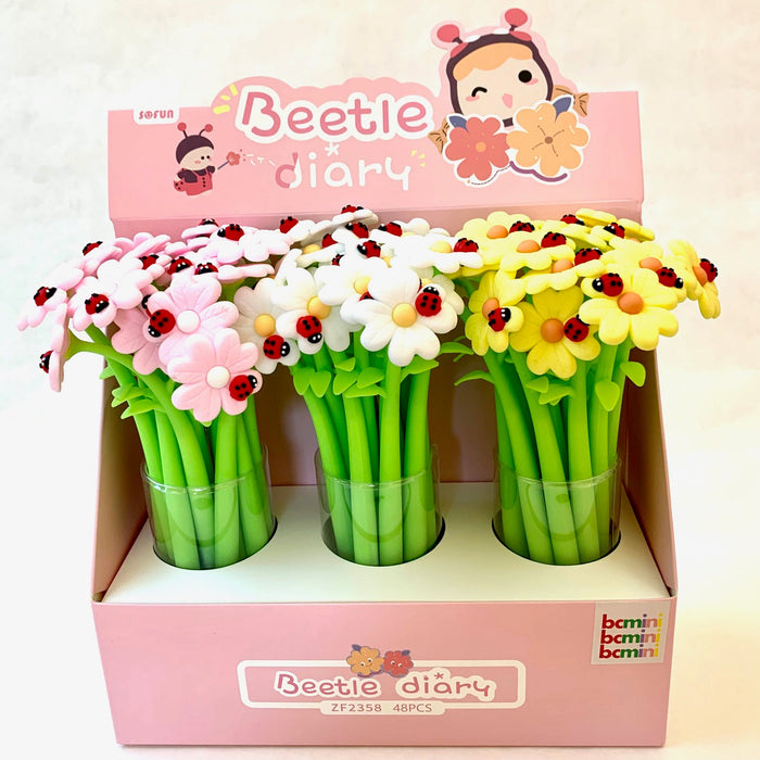 BC Mini Ladybug Daisy Flower Wiggle Gel Pen