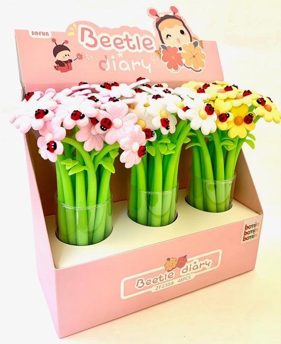 BC Mini Ladybug Daisy Flower Wiggle Gel Pen